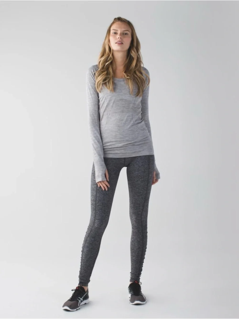 lululemon athletica Heather Gray Ruffle Waistband Leggings
